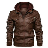 Jaqueta Masculina de Couro Original Marcanzzi MZ125 em couro legítimo, com capuz removível, costuras reforçadas e interior macio para durabilidade e elegância.