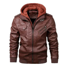 Jaqueta Masculina de Couro Original Marcanzzi MZ125 em couro legítimo, com capuz removível, costuras reforçadas e interior macio para durabilidade e elegância.