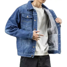Jaqueta Masculina Jeans Acolchoado Marcanzzi MZ031: estilo clássico, conforto térmico, design versátil, modelagem estruturada, bolsos funcionais.