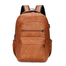 Mochila de Couro Masculina Marcanzzi MZ072 com porta USB, estrutura resistente à água e proteção antifurto ideal para trabalho e viagens