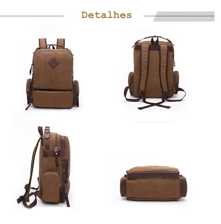 Mochila Executiva Marcanzzi MZ069 com lona resistente e detalhes em couro sintético, ideal para notebook, documentos e acessórios pessoais