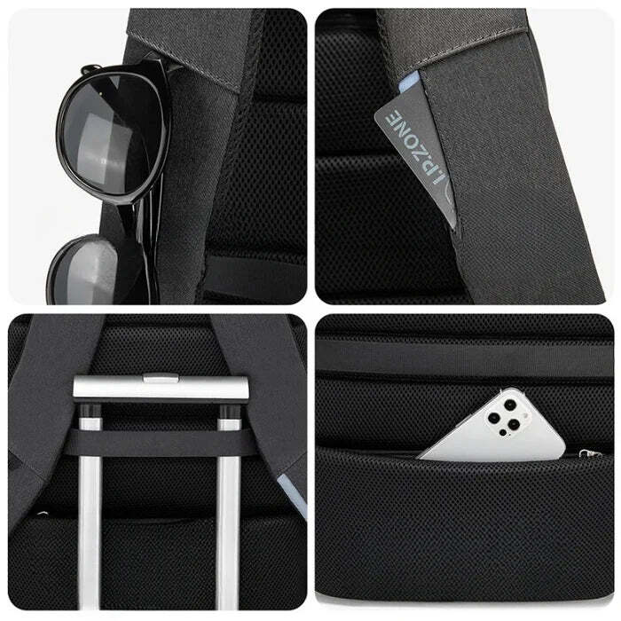 Mochila Executiva Marcanzzi MZ348 em Oxford impermeável com porta USB, alças ergonômicas e compartimentos para notebook 17”, tablet e acessórios