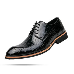 Sapato Masculino Derby em Couro Marcanzzi MZ354 nas cores preto e marrom, com design sofisticado, costura refinada e acabamento lustrado.