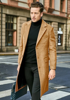 Sobretudo Longo de Lã Masculino Marcanzzi MZ097: luxo e sofisticação, design exclusivo, costuras reforçadas, tecido leve, conforto, resistente e durável.