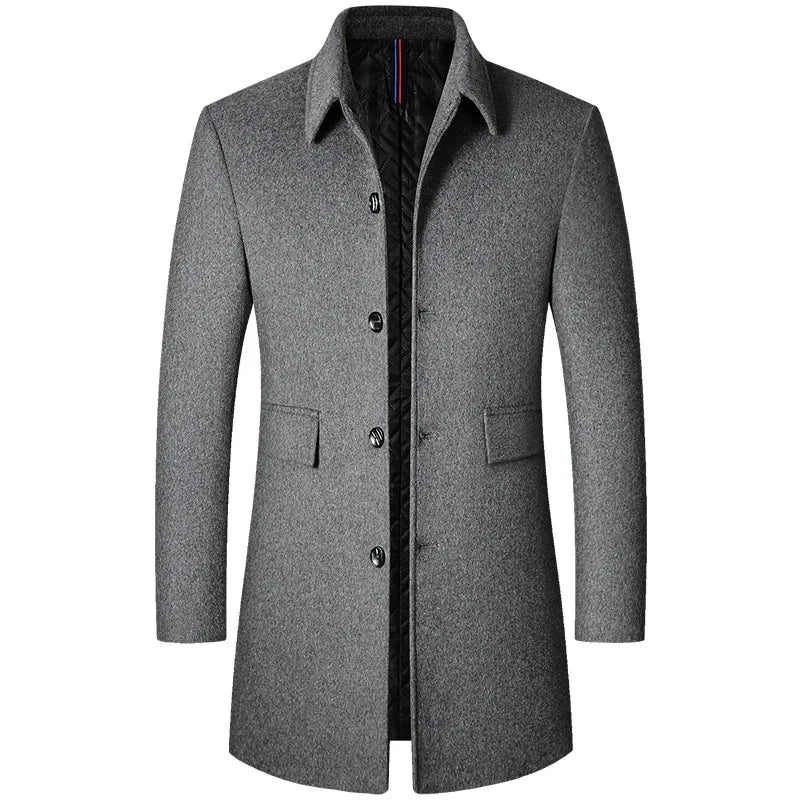 Sobretudo Masculino de Lã Grife Marcanzzi MZ093 com gola polo, costuras reforçadas, tecido anti-alérgico e acabamento sofisticado.