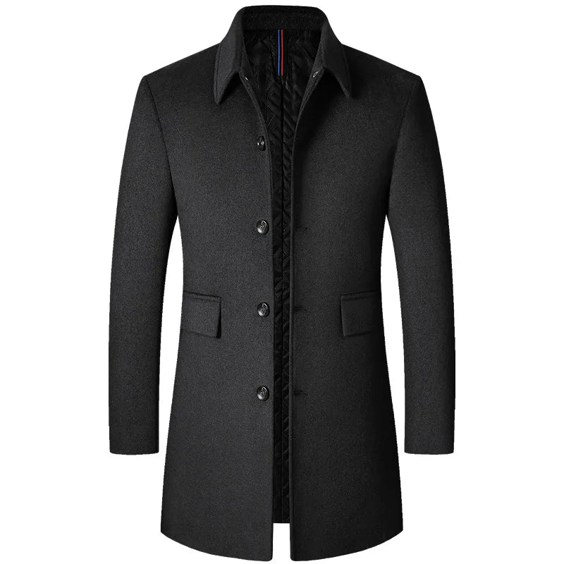 Sobretudo Masculino de Lã Grife Marcanzzi MZ093 com gola polo, costuras reforçadas, tecido anti-alérgico e acabamento sofisticado.