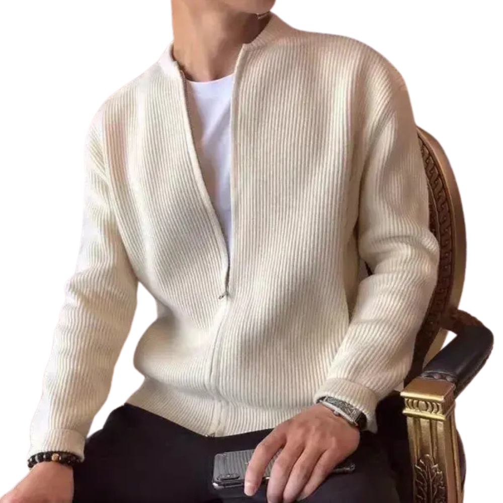 Suéter Masculino Clássico com Zíper Marcanzzi MZ045 com design moderno, gola redonda e acabamento confortável para compor looks versáteis e elegantes.